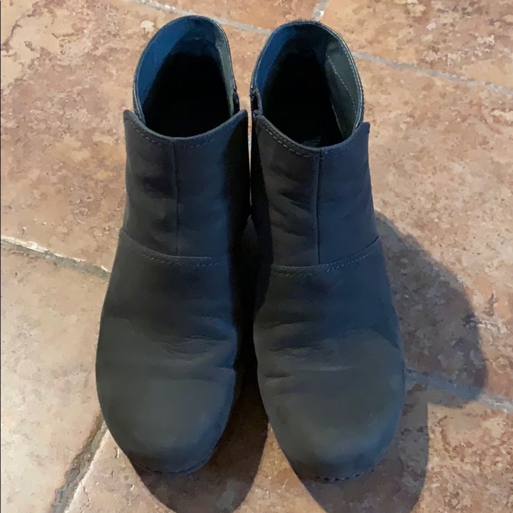 Grey Dansko Shirley wedge booties